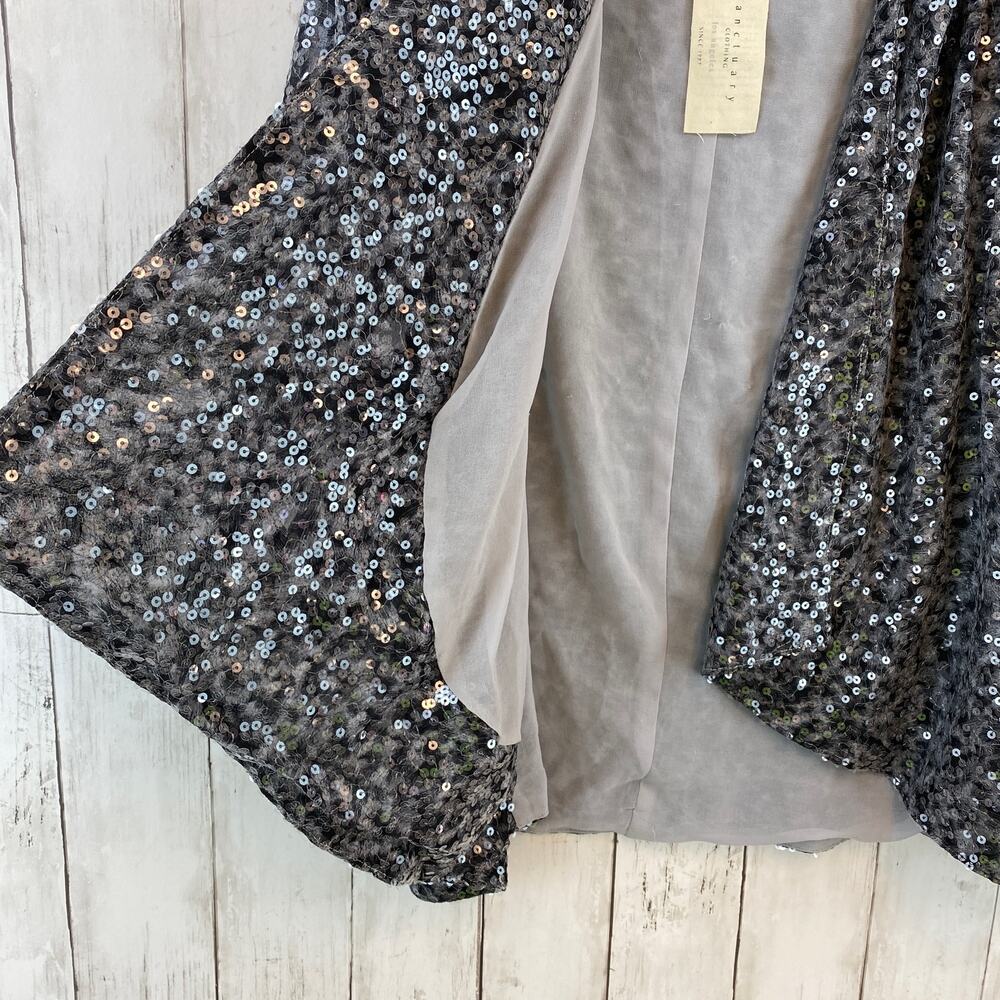 NWT Sanctuary Blue/Gray Formal Sequin Open Front Shrug Cardigan Size Small - Picture 4 of 10